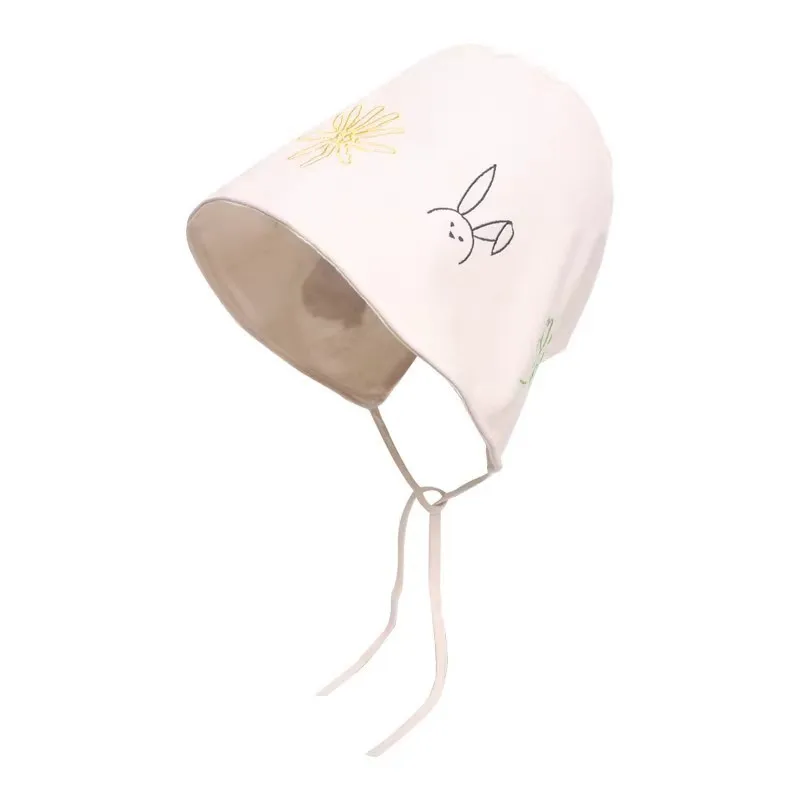 Women's Cartoon Cotton Linen Bucket Hat Summer 2026 New Casual Versatile Sun Protection Cap with Chin Strap