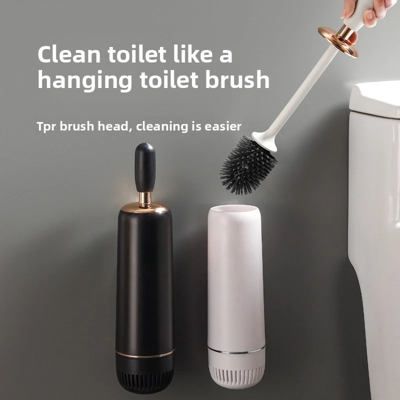 Long Handle Silicone Toilet Brush No Dead Angle Household Bathroom Cleaning Tool Wall Mounted Hotel Essential Toilet Sweeper