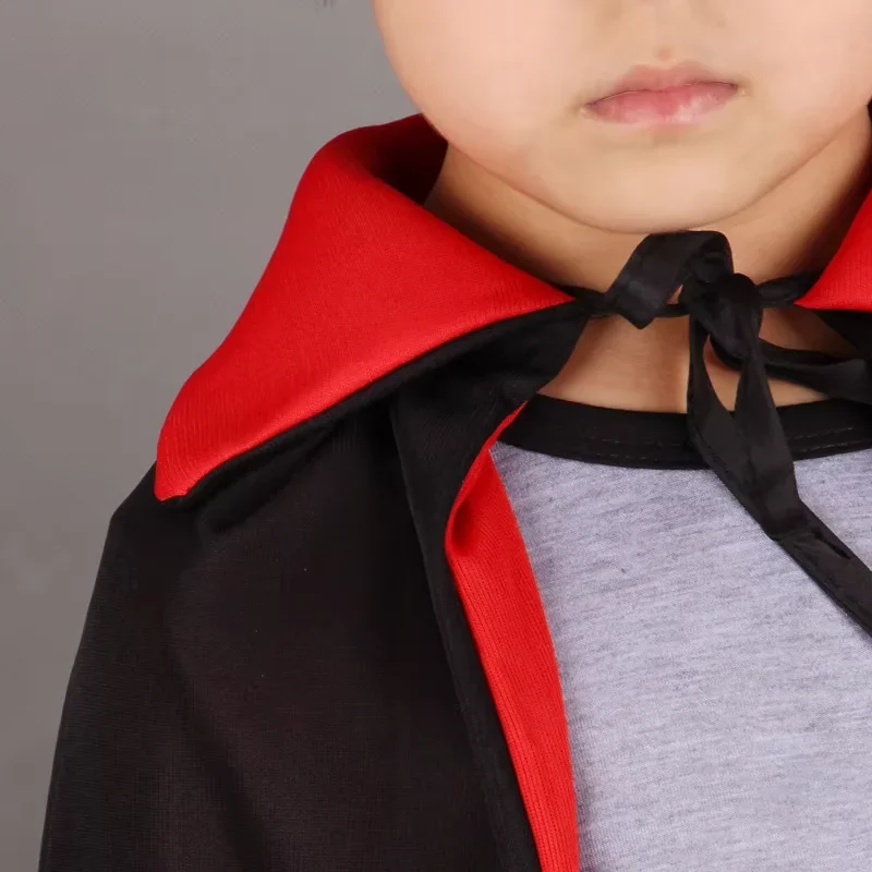 Capa de vampiro reversível para col montant pour enfants e adultos, noir et rouge, Fantasia de festa de Halloween
