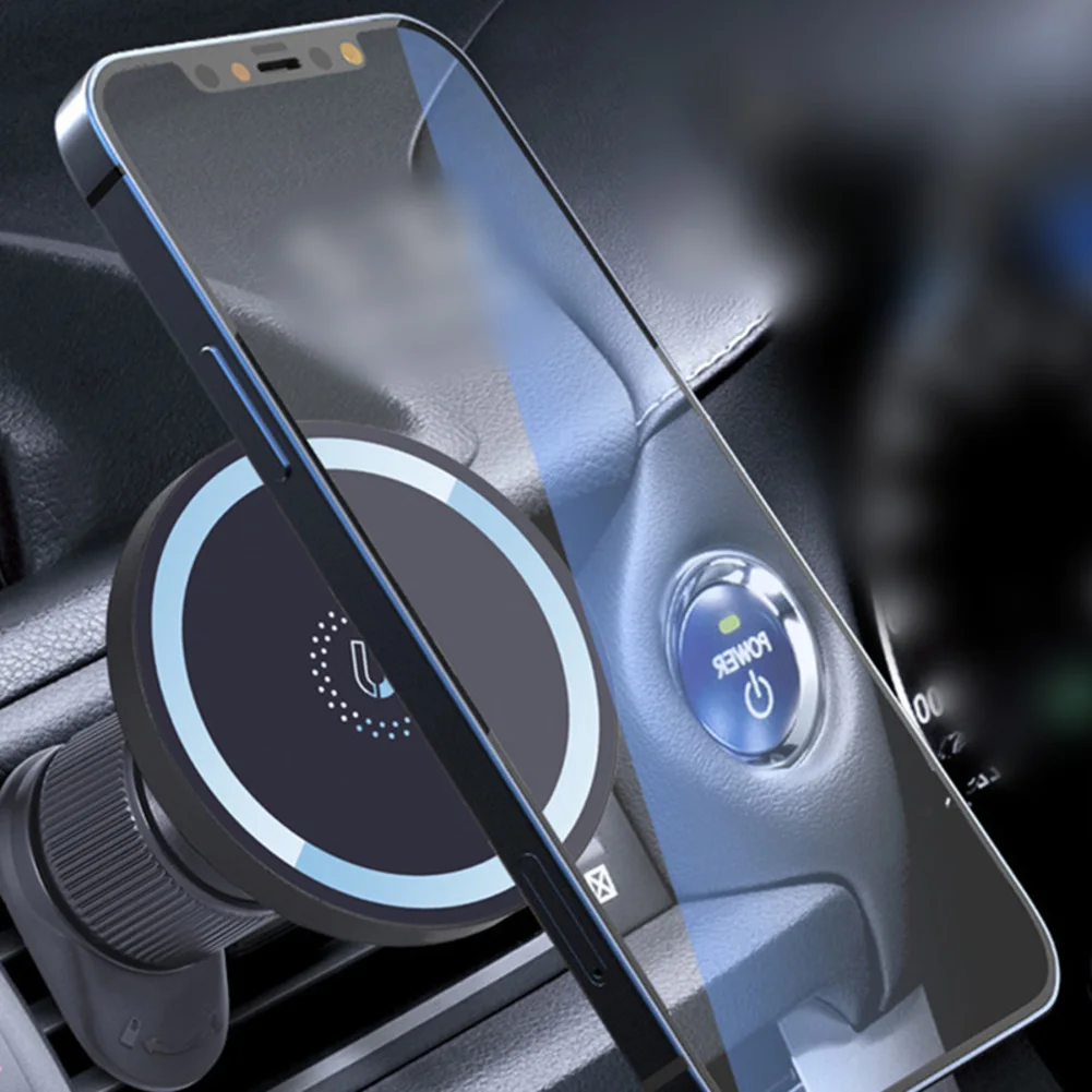 15W Car Charger Phone Stand Magnetic Wireless Charging Fast Charging For Magsafe 5V 9V 12V 2A Magnet Plate 360° Rotation