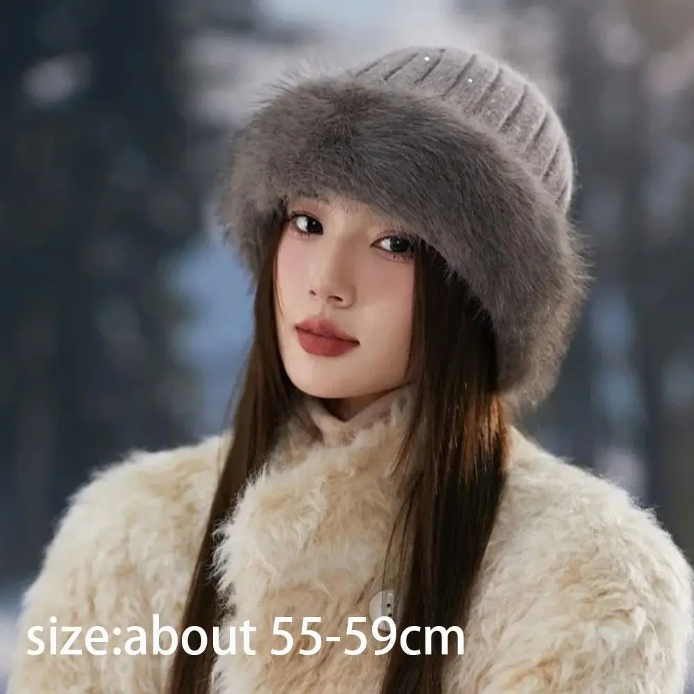 سماكة الشتاء المرأة الدافئة الفراء قبعة دون حافة الباردة واقية قبعة بيسبول دافئة أدوات الاحترار حماية الأذن قبعات الصياد #6