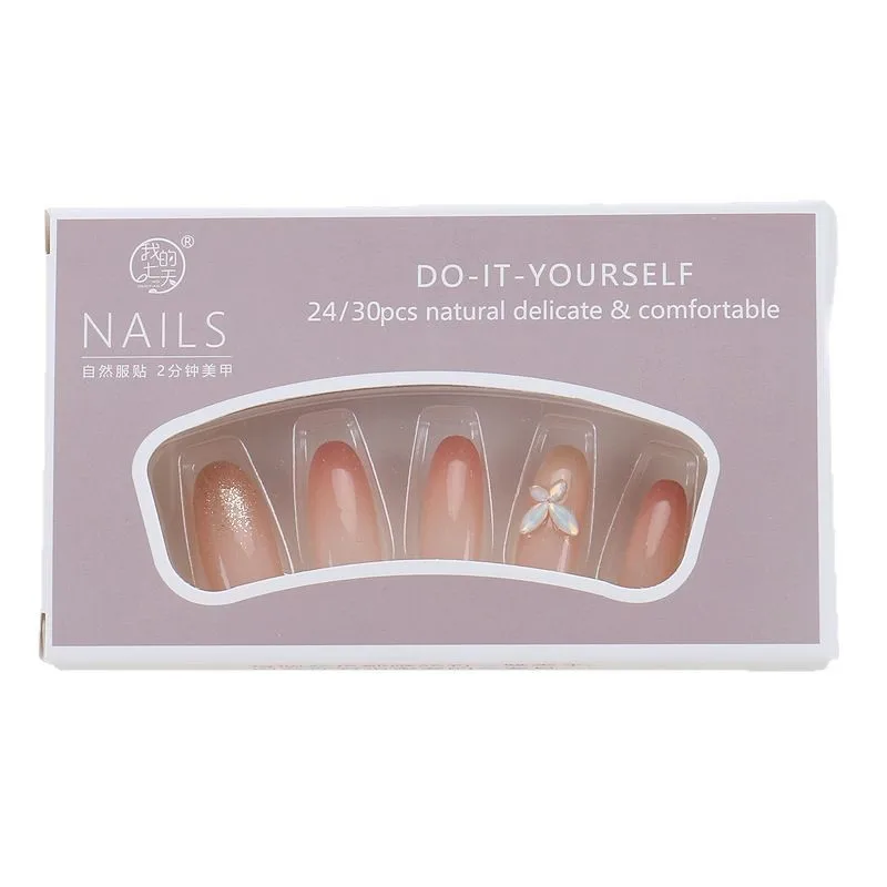 

Handmade butterfly wearing nail advanced sense rhinestone gradual change manicure nail piece fake nail