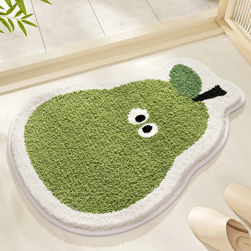 

Cute Fruit Shape Tufted Rug Soft Plush Pear Lemon Bath Mat Living Room Kids Bedroom Foot Pad Non-slip Hallway Entrance Doormat