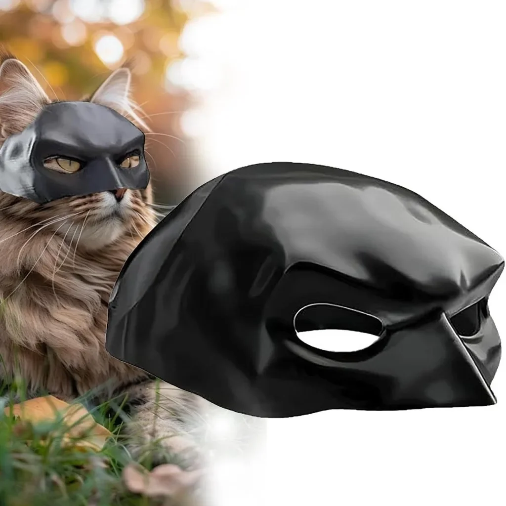 Knappe Vleermuis Kat Masker Creatieve Zwarte Kat Vleermuis Masker Decoratief Kattenmasker Kat Half Gezichtsmasker Voor Halloween Cosplay Huisdierbenodigdheden