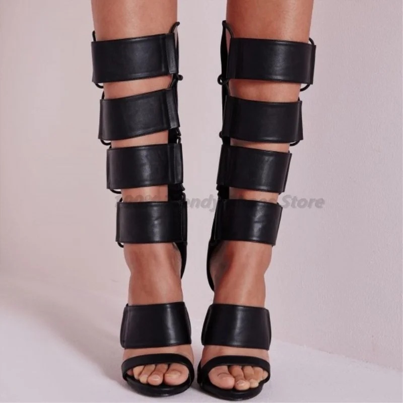 

Fashion Sandals Roman Strap Back Zipper Cross Border European and American Slim Heel Fashion Shoes, Foreign Trade High Heels