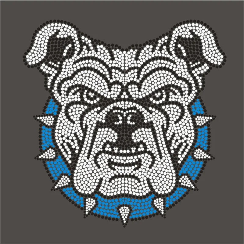 

Custom Bulldog Decorative Sticker Man's Top Hotfix Rhinestone Heat Transfer Iron On Patches T-Shirt Thermal Appliques