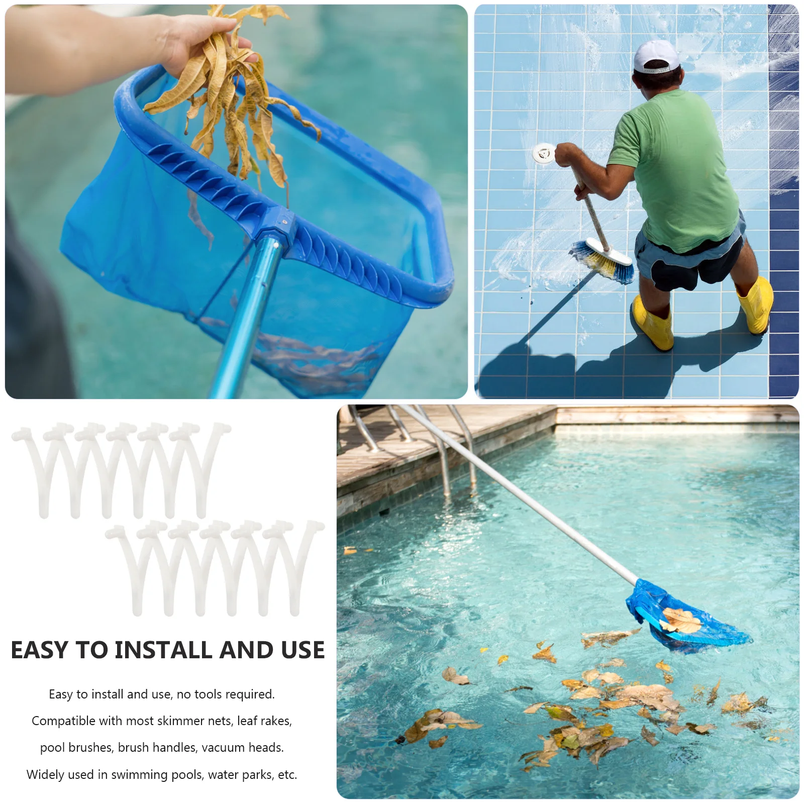 

12pcs Pool V Clips For Cleaning Tools Handle Replacement Attachments For Skimmer Net Brush Vacuum Head Pool Accessories