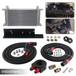 Aluminum Upgrade 19 Row Oil Cooler Kit Fits For Nissan Fairlady 2003-2008 350Z VQ35 / 2009-2017 370Z VQ37 Black / Silver