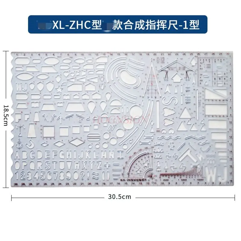 2pcs Command ruler, numerical alphabet annotation ruler, topographic drawing template ruler, arrow ruler ruler, service ruler