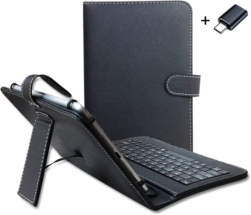 Funda Universal para tableta con función de soporte de teclado, funda portátil de viaje, cubierta de Teclado extraíble, cuero PU, Folio Cas