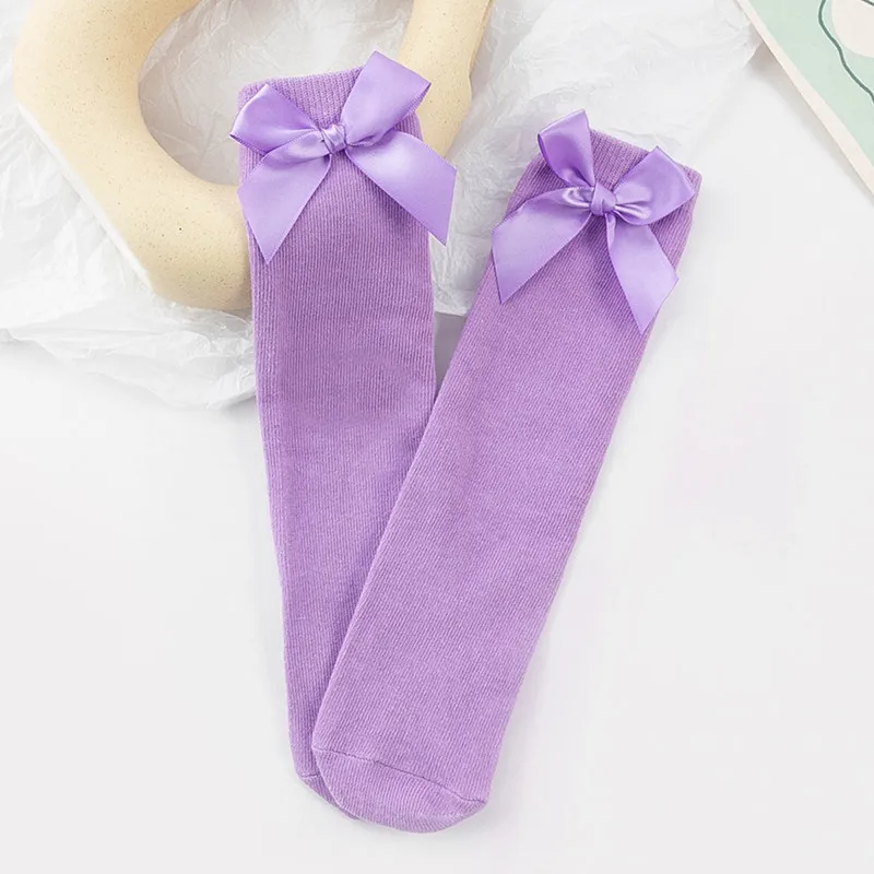 الفتيات الاطفال الجوارب الصلبة مجموعات لطيف الأطفال القطن Bowknot الأبيض تخزين للفتيات جورب طويل أزياء الرقص