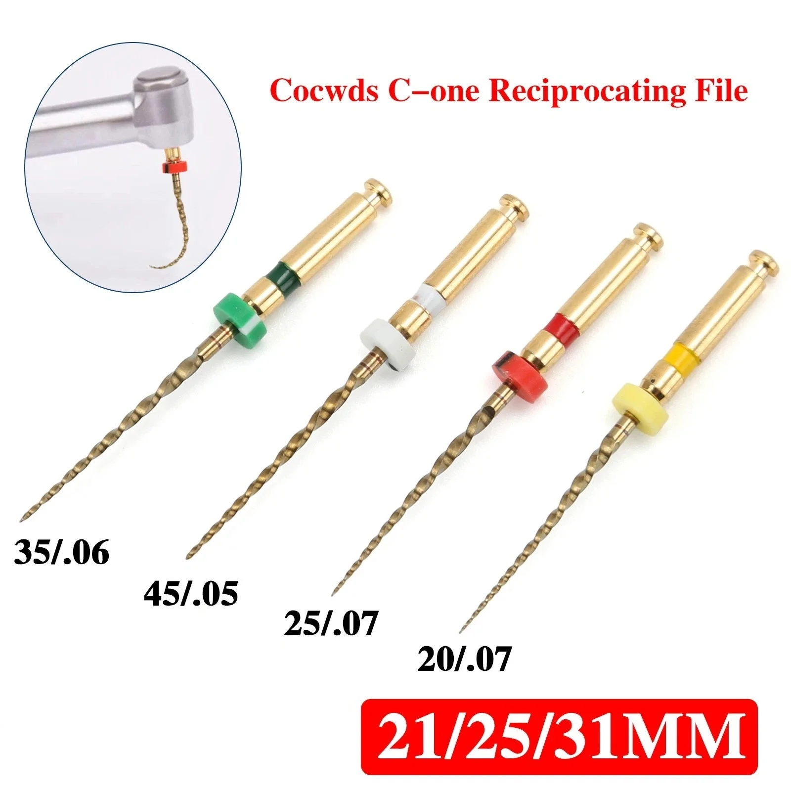 4PCS/1Pack Dental Endodontic File root canal 21MM 25MM 31MM Endo Files Reciprocating