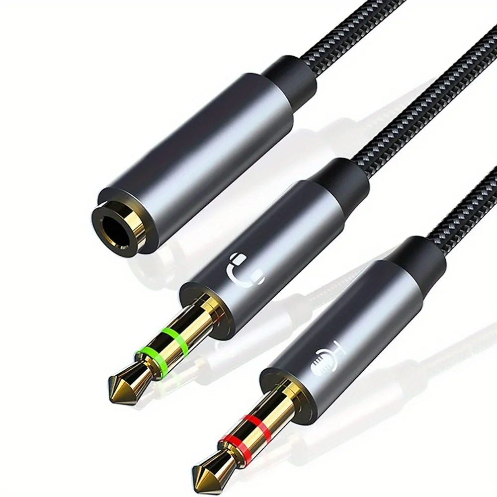 Universal 2-in-1 Audio Adapter Cable - Merge Separate Computer/Laptop Mic & Headphone 3.5mm Jacks into One Combined Port