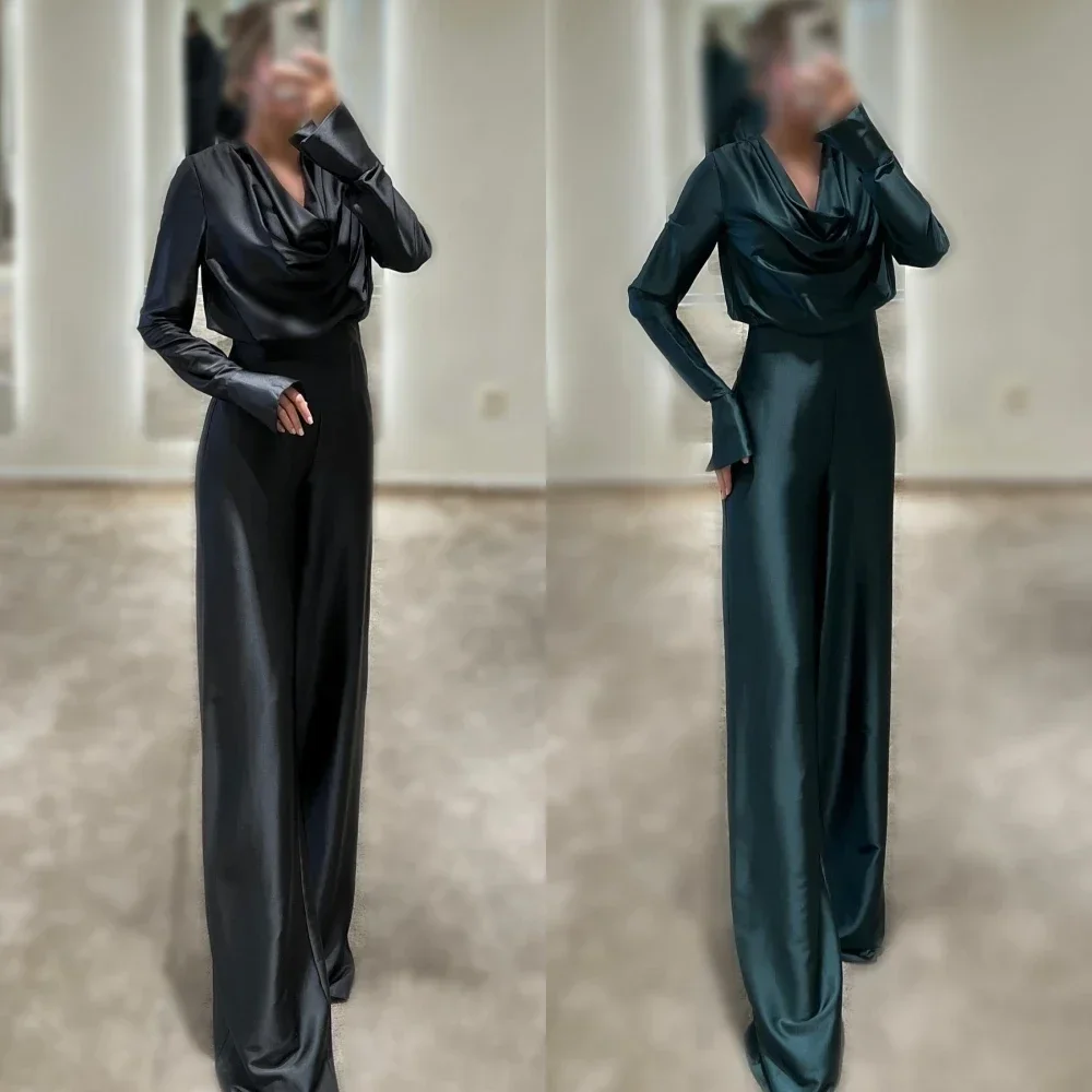 

Модное платье для выпускного вечера в Саудовской Аравии с v-образным вырезом по индивидуальному заказу, вечернее платье с гофрированной длиной до пола, шармез, Vestidos