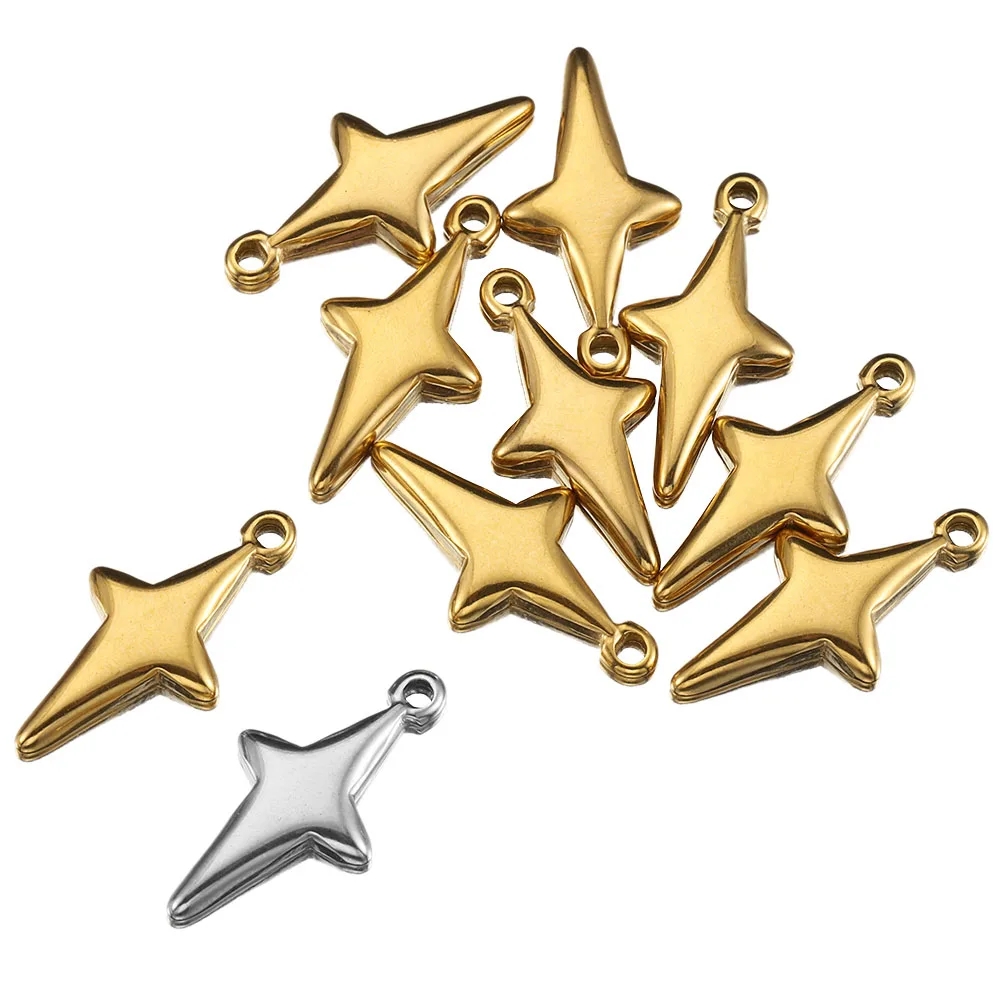 5pcs Stainless Steel Star Cross Charms Gold Plated 12x23mm Meteor Pendant for DIY Jewelry Making Earrings Bracelet Findings