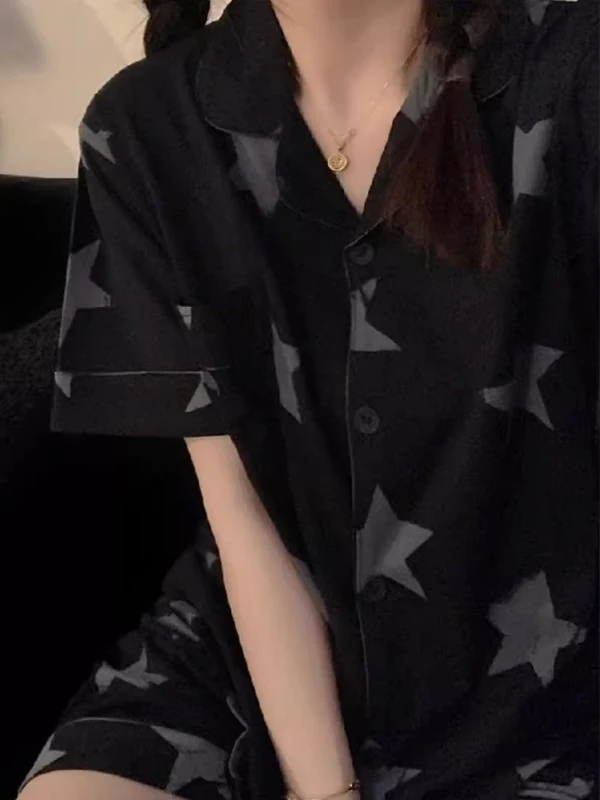 

plus Size 300 Pou Printed Star Home Clothes Set Spwear Men's Cuban Collar irt orts Two-Piece Comfortable Summer Pyj...