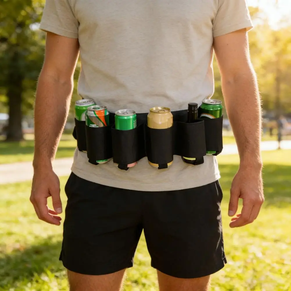 

Beer Belt Adjustable Can Holster Men Women Outdoor Camping Hiking Picnic Party Beer Bottle Holder Sturdy Drinking Accessories