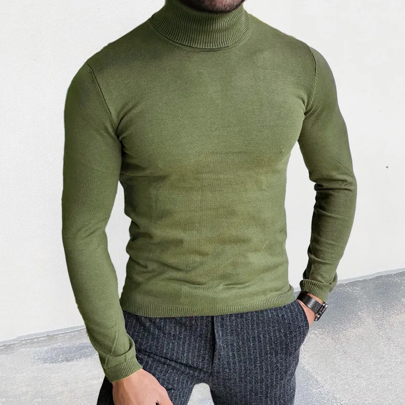 Autumn And Winter New Turtleneck Knitted Sweater Slim Pullover Bottoming Sweater Muscle Men's Sweater