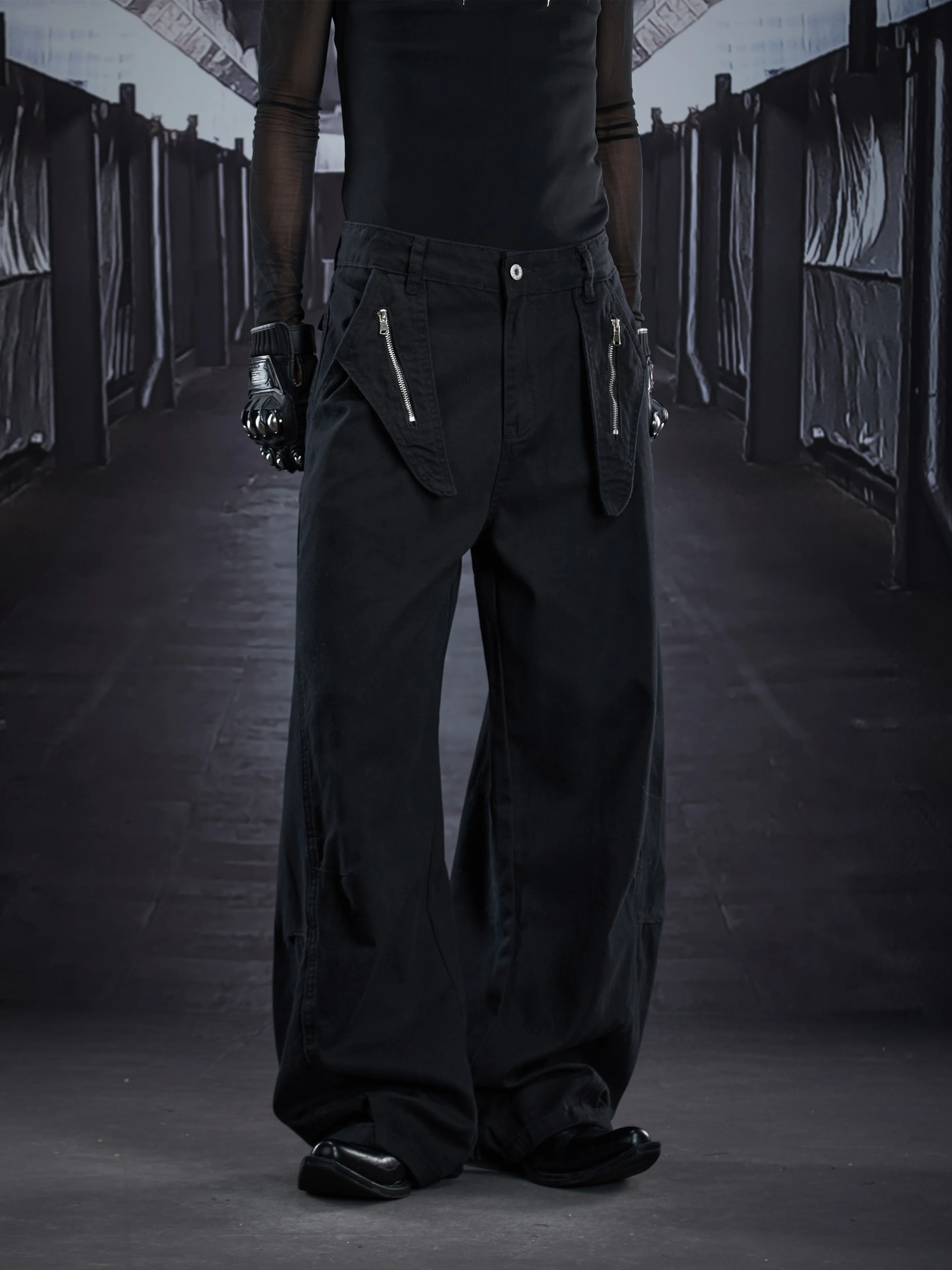Design Three-Dimensional Structure Cutting Piece Stitching Machete Casual Pants Men and Women Loose Wide-Leg Overalls