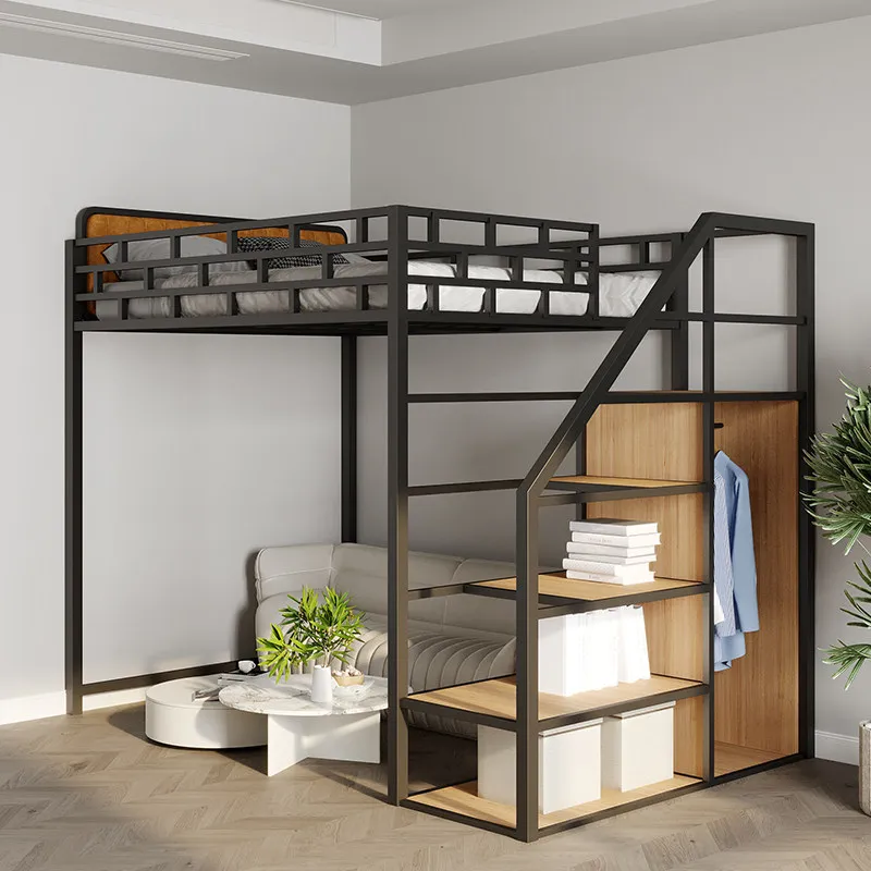 Nordic  under table elevated  small apartment dormitory  apartment space saving wrought iron loft  duplex second flo