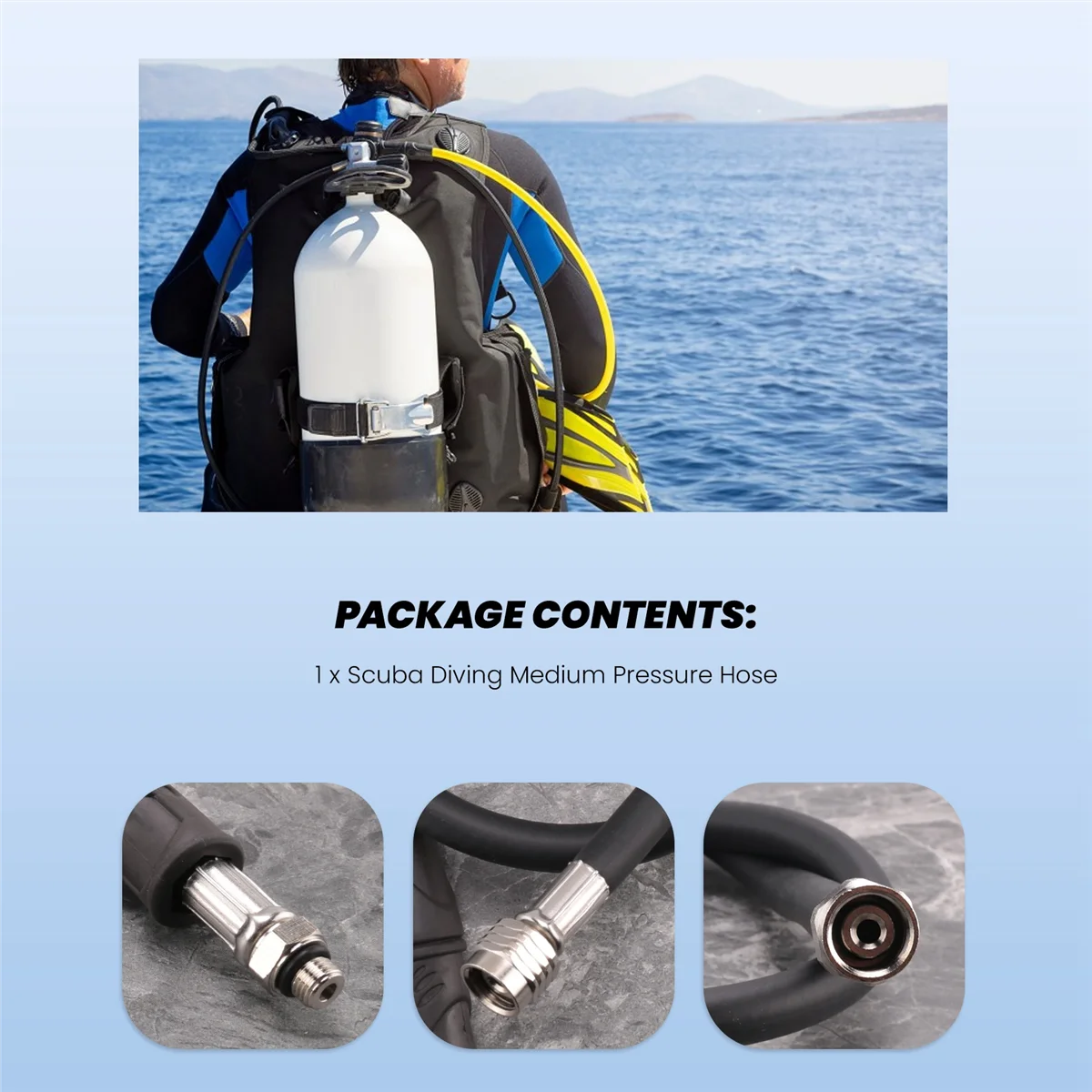 SMIEA الغوص BCD خرطوم الضغط المتوسط منظم الغوص لقياس التنفس 2Nd