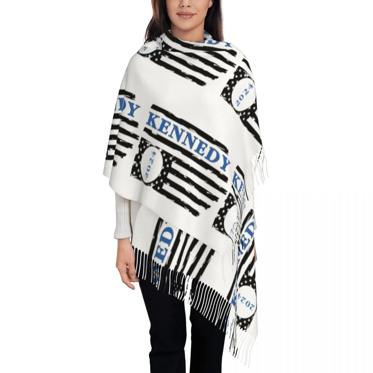 

Женский шарф с кисточками Kennedy Jr. 2024, мягкие теплые шали и накидки, длинная осенне-зимняя шаль