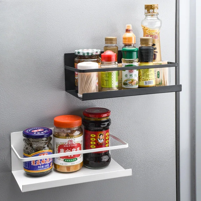 Kitchen Shelf Super Strong Magnetic Adsorption Refrigerator Storage Shelf Without Perforation Wall-mounted Hanging Shelf