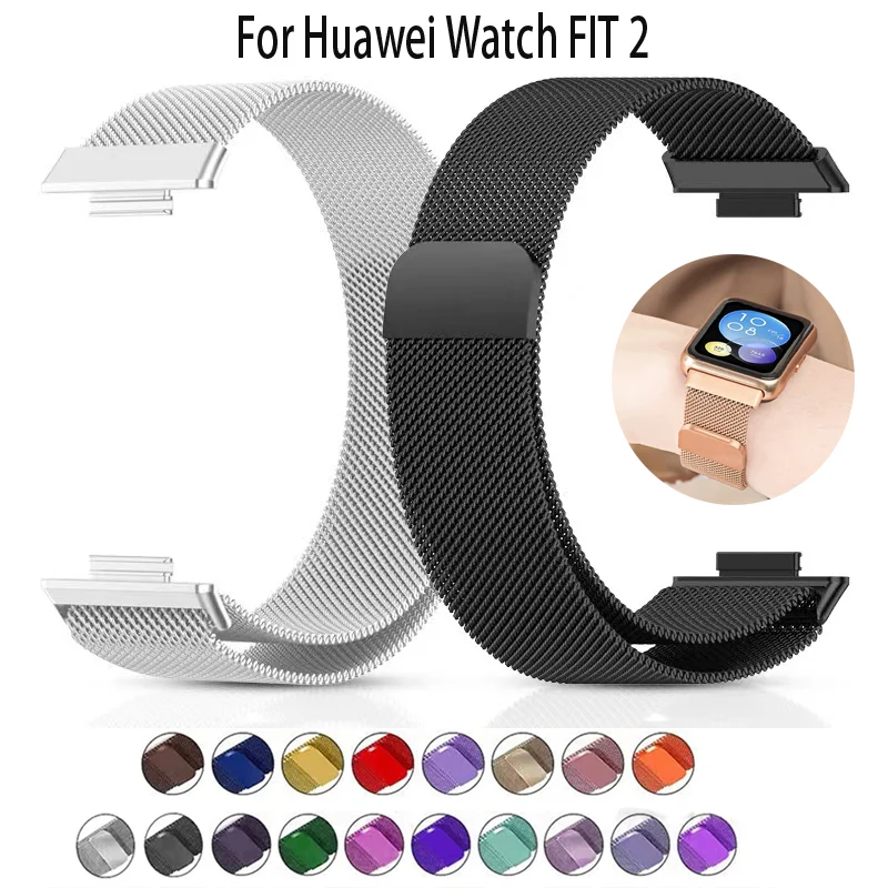 Milanese Loop Band For Huawei Watch FIT 2 Strap smart Magnetic stainless steel metal bracelet for Huawei Watch fit 2 Accessories