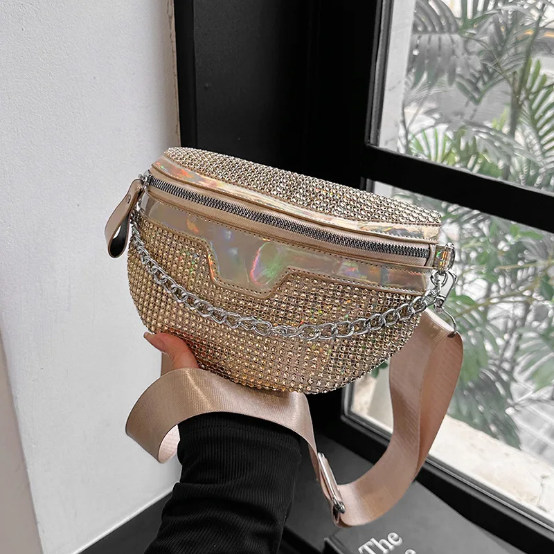 Fashion Women Crossbody Bag Diamond female Shoulder Bag Shiny Rhinestone Chest Bag For Ladies Waist Pack and Purses small wallet