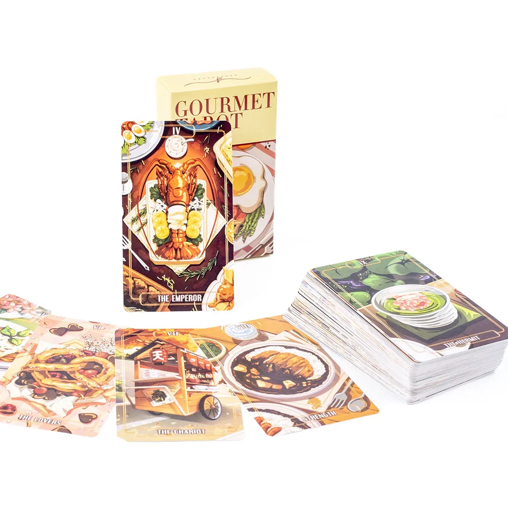 Gourmet Tarot 78-Card Deck Board Game for Family Parties and Group Gaming Precognition & Divination Oracle Set for Tabletop Fun