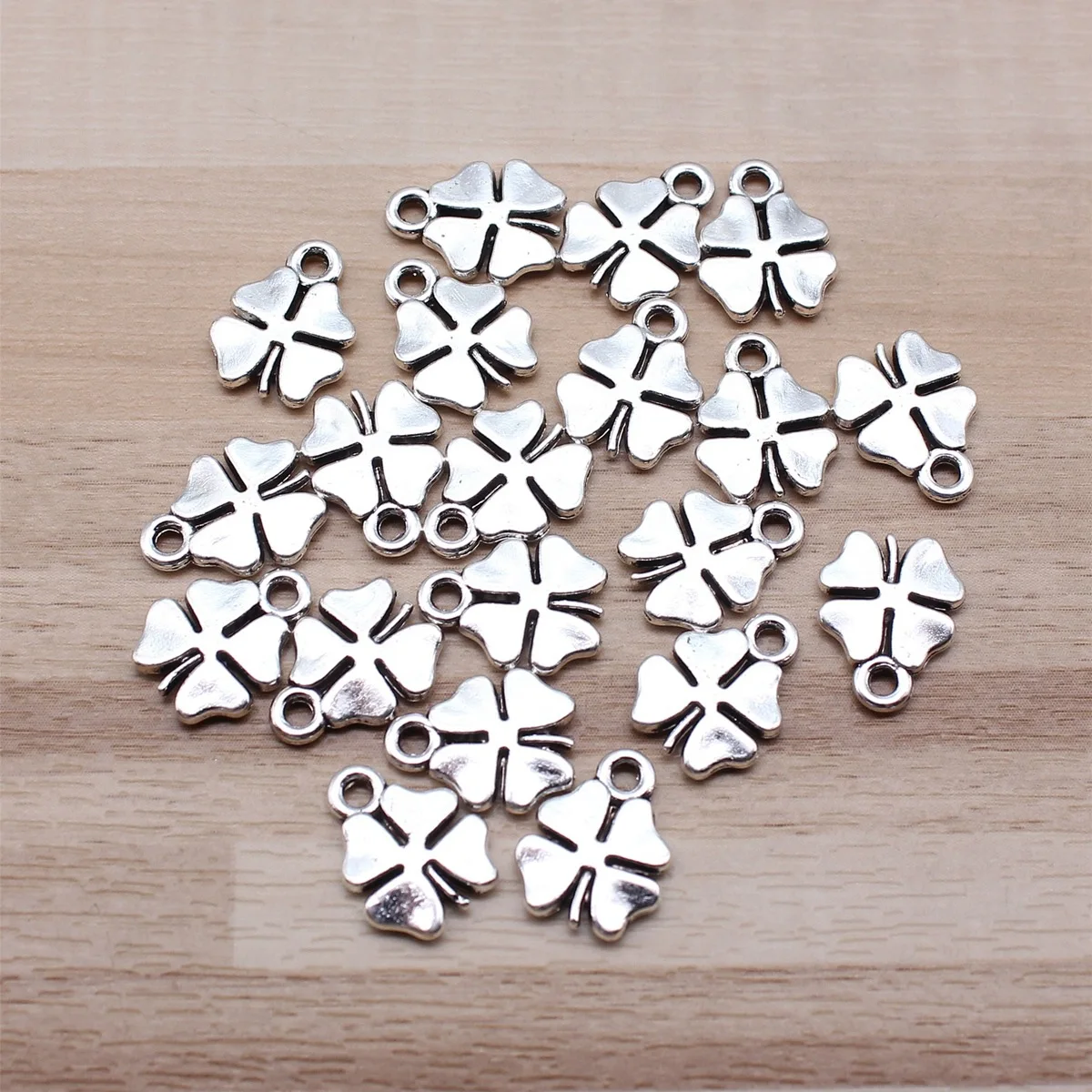 IFOCUS 20pcs/Lot Clover Charms For DIY Jewelry Making Zinc Alloy 12x9mm/0.47x0.35inch