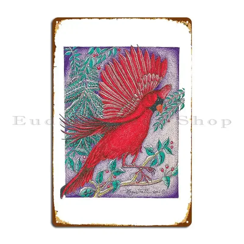 Winter Cardinal Metal Plaque Club Garage Design Customize Classic Tin Sign Poster
