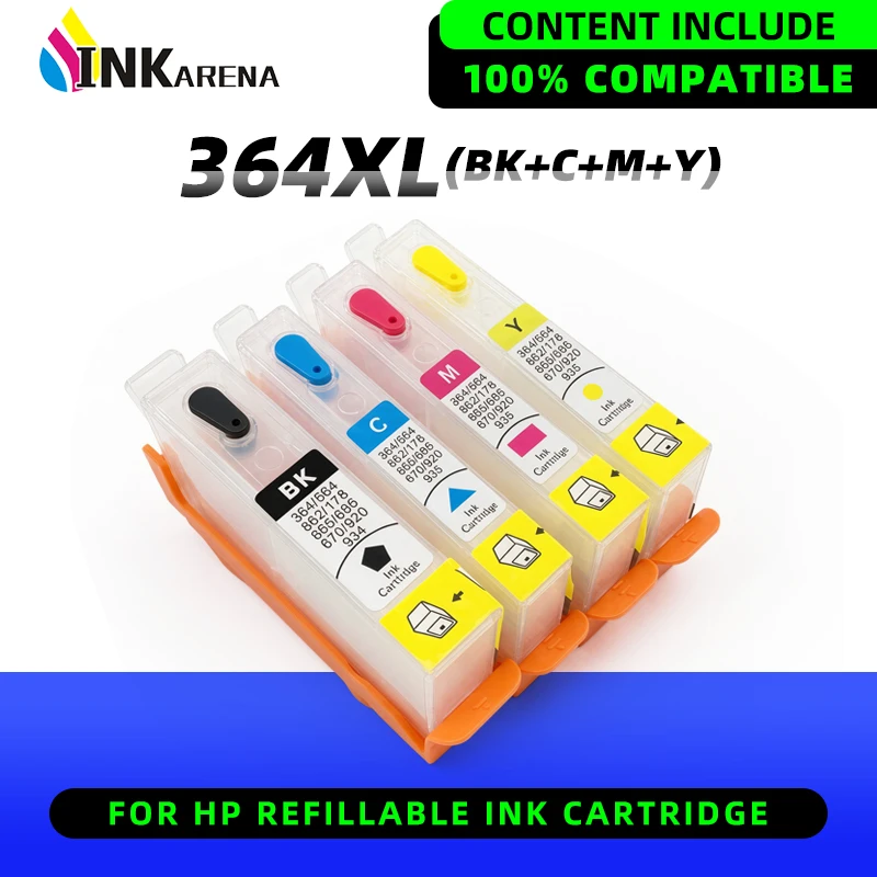 364 Refillable Ink Cartridge With ARC Chip For HP 364XL DeskJet 3070A 3520 Photosmart 5510 5520 6510 6520 7510 7520 Printers