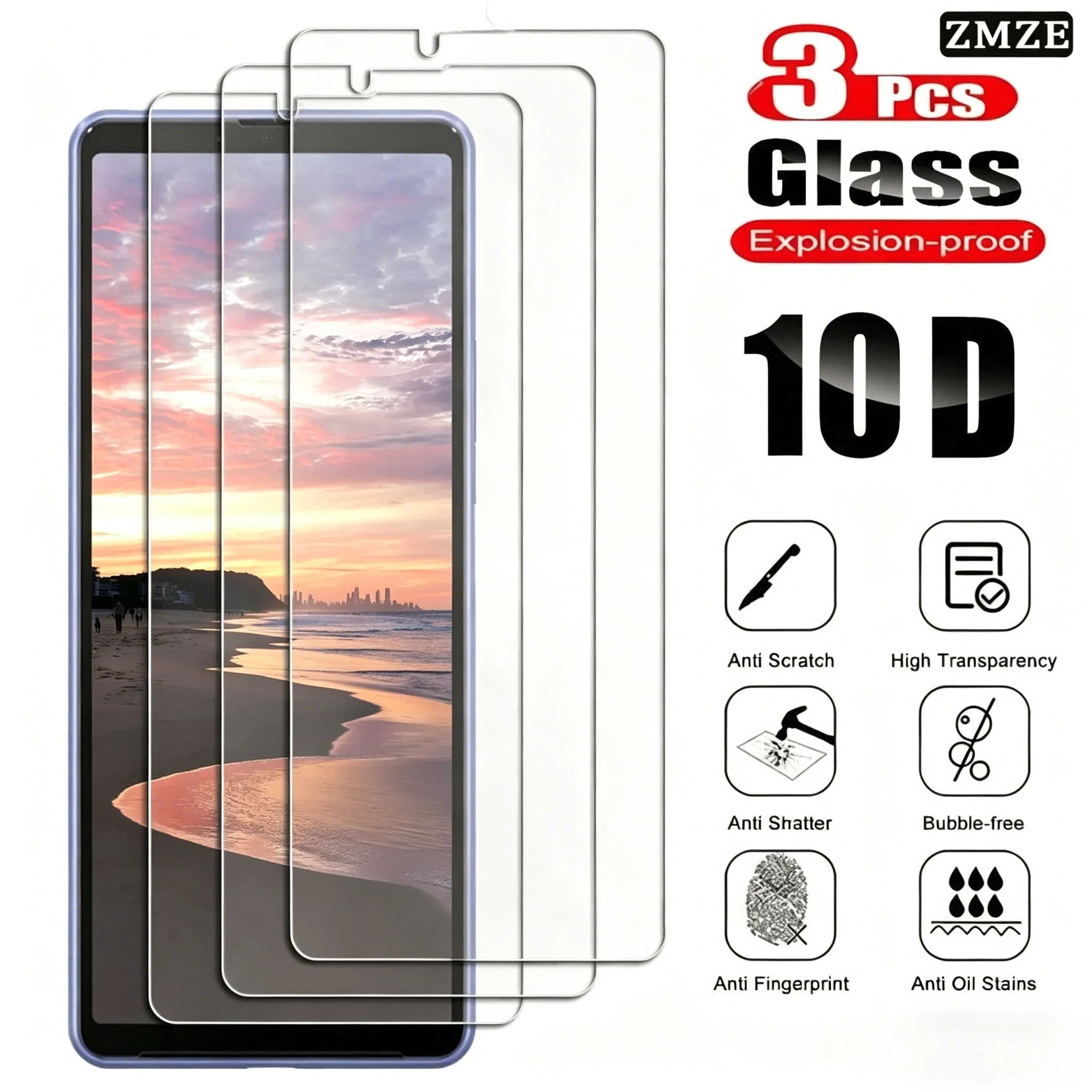 Protector de Pantalla de Vidrio Templado Antirrotura de Alta Definición para Sony Xperia Pro 1 5 10 I II III IV V VI 10 III Lite