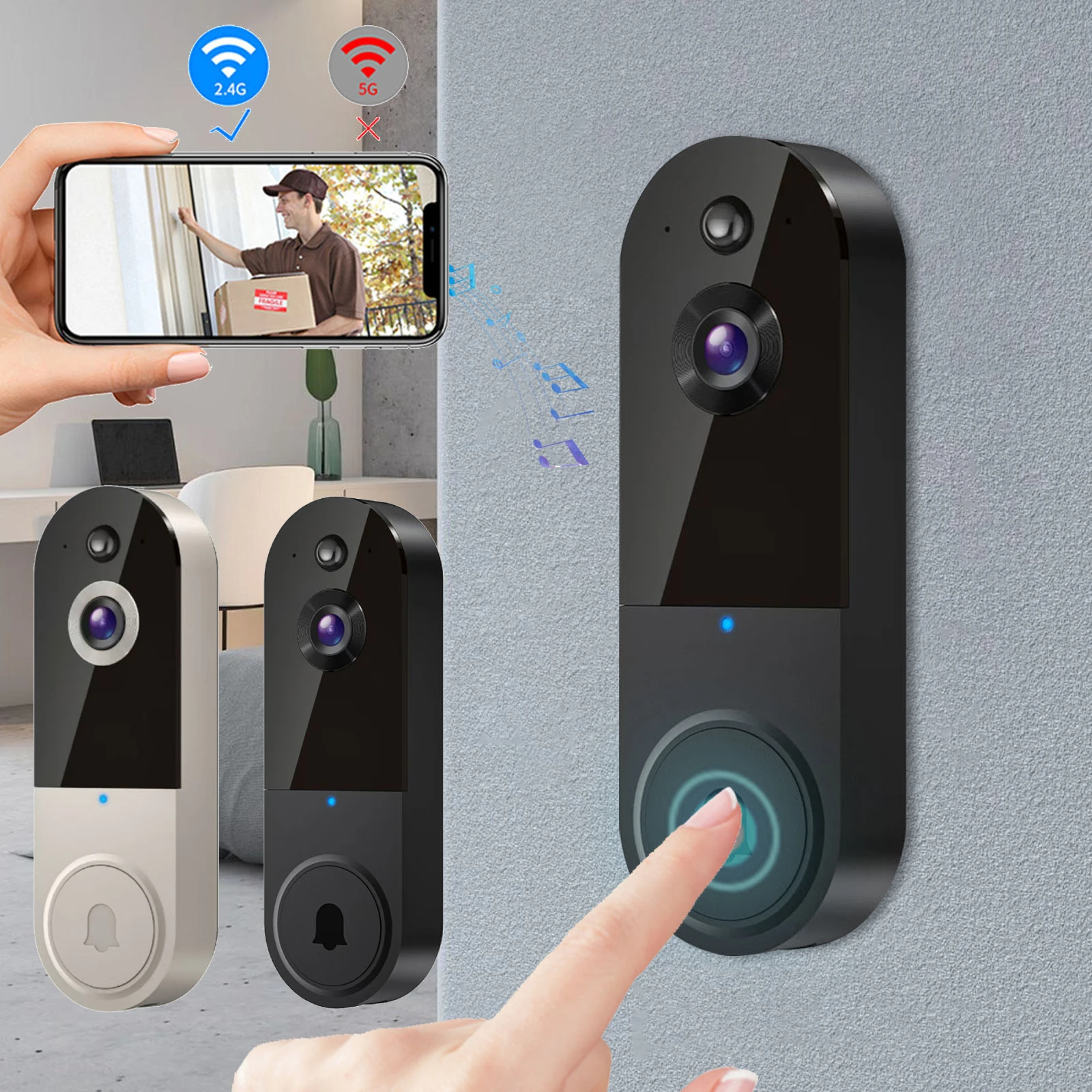 

1080P Беспроводная видеокамера дверного звонка Умный дом WIFI HD Уличная камера телефона Домашняя безопасность Видеодомофон для сада и двора