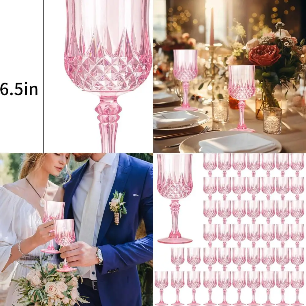 

Набор из 48 розовых пластиковых бокалов на ножке – идеально подходят для свадеб, вечеринок и многоразового использования на мероприятиях