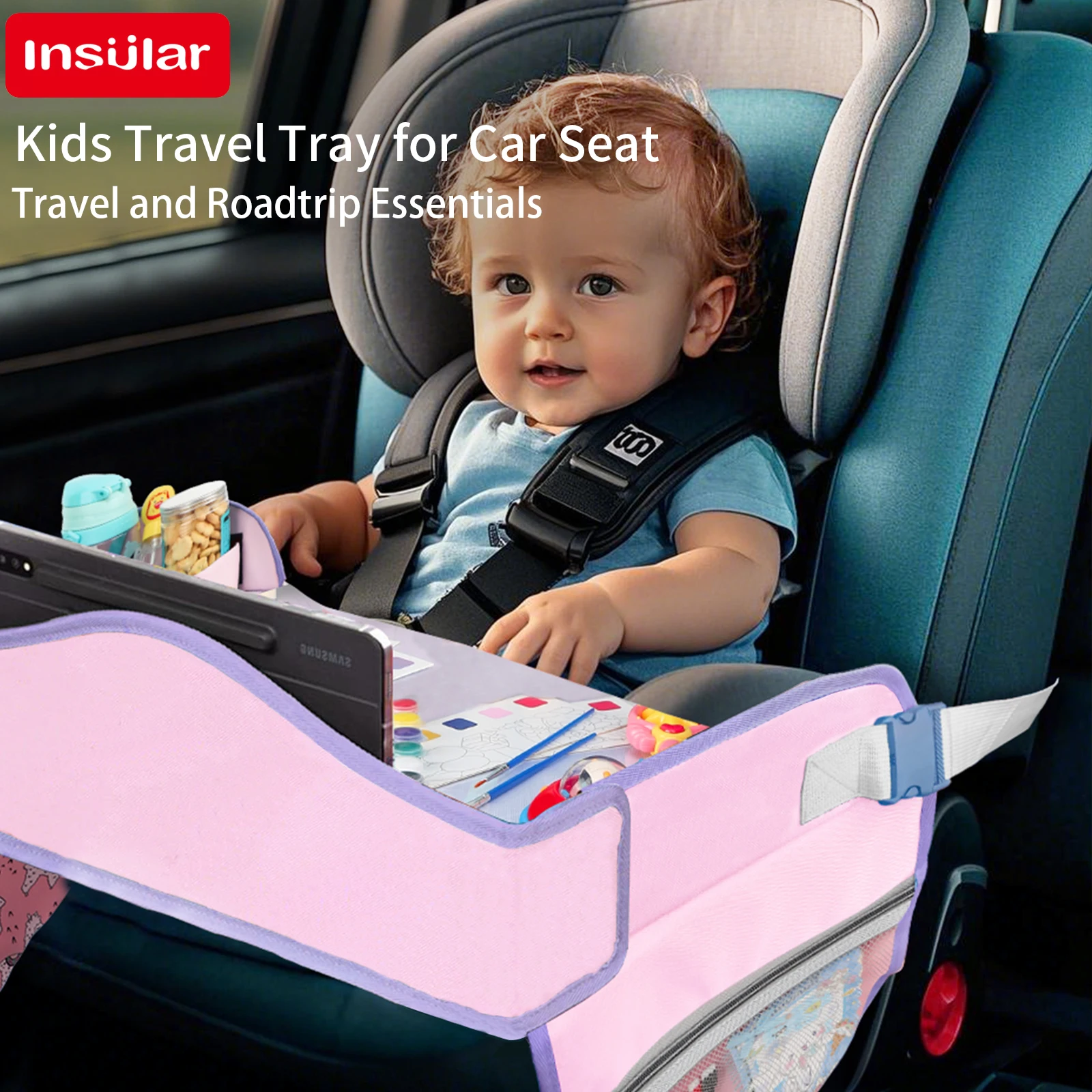 Child Go Out Small Drawing Board Kids Travel Tray for Car Seat Children's Car Portable Drawing Board Foldable Whiteboard 4-6Y