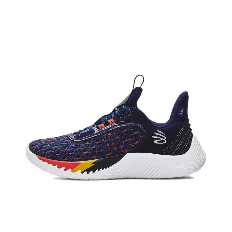 Under Armour Curry 9 Navy Blue Round-Toe Fashionable Breathable Snug-Fitting Lightweight Low-Top Basketball Men Shoe 3025684-406