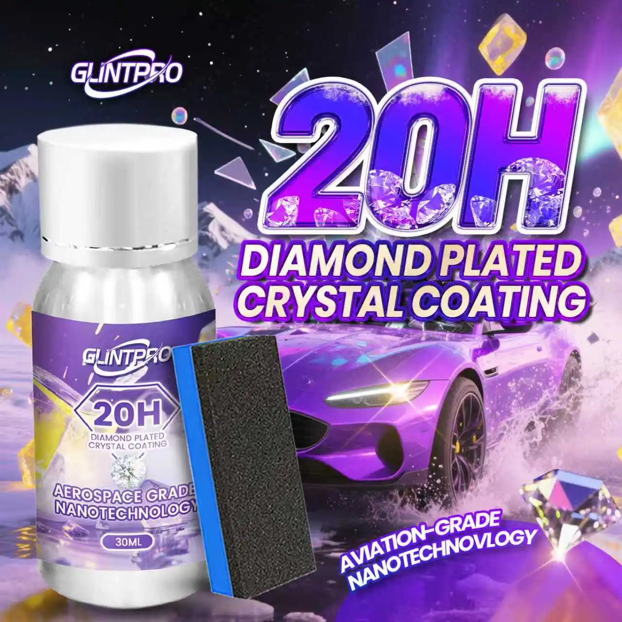 1 conjunto 20h revestimento de cristal cerâmico kit carro alto brilho anti-risco hidrophpóbico revestimento de cera de carro polonês nano revestimento (30ml)