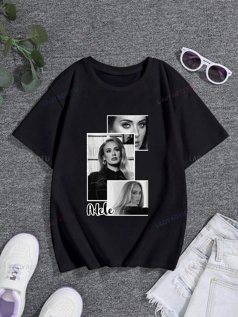 Adele Adkins Poster Print Top, Fans of Both Sexes for Spring and Summer Everyday Fashion Shirts, Casual Cotton T-shirts