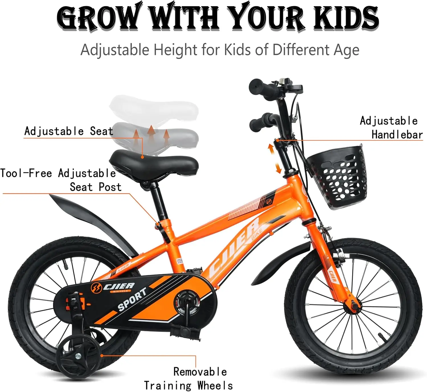 Rower dziecięcy, rowery dziecięce 14 16 20 cali z kołami pomocniczymi/stojakiem dla chłopców i dziewcząt w wieku 3-12 lat, rower sportowy dla dzieci