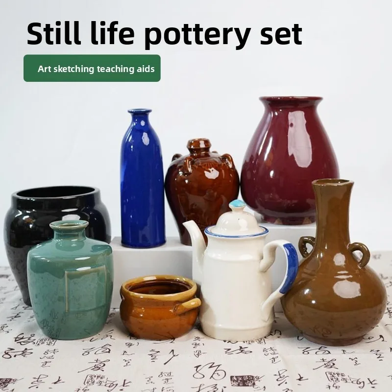 8-Piece set of still life pottery pots, sketching and copying porcelain, plastic arts equipment