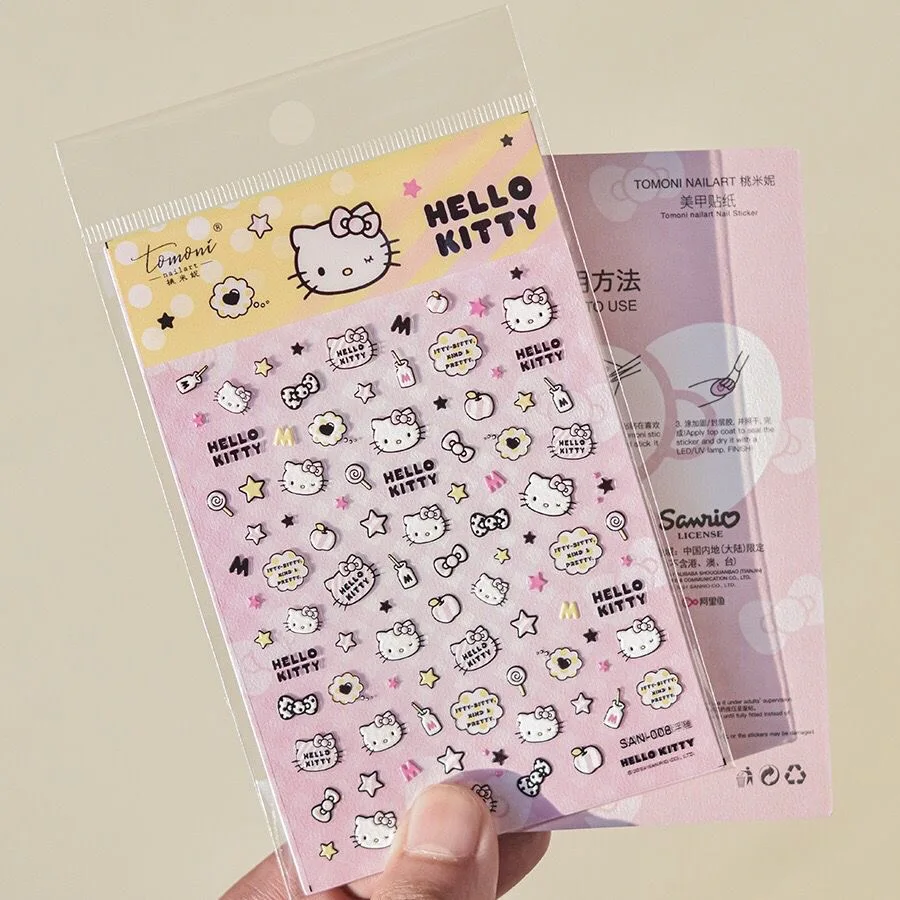 1pc Cartoon Sanrio Nail Sticker HelloKitty Melody Kuromi Anime Stickers Nail Art Decoration DIY Press On Nails