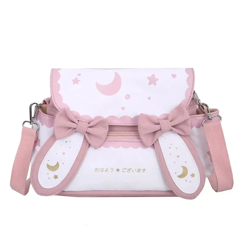 Anime Lolita Sailor Moon Cosplay Star Printed Rabbit Ear Bow Tie Women Shoulder Cross Body Bag For Halloween Christmas MN10