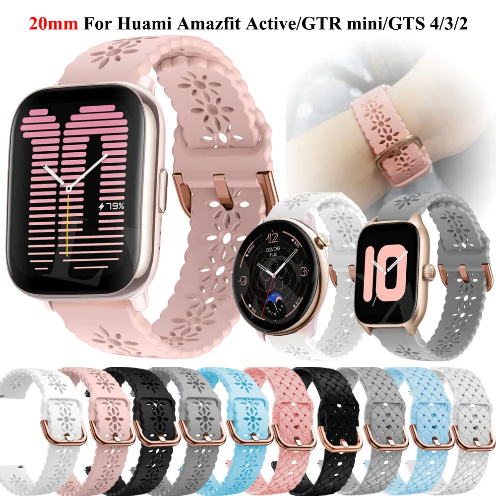 Huami Amazfit GTS 4 Mini GTS 3 2e 용 20mm 레이스 스트랩 Amazfit Active 2 Bip 3/U pro GTR 미니 팔찌 Correa 용 스마트 시계 밴드