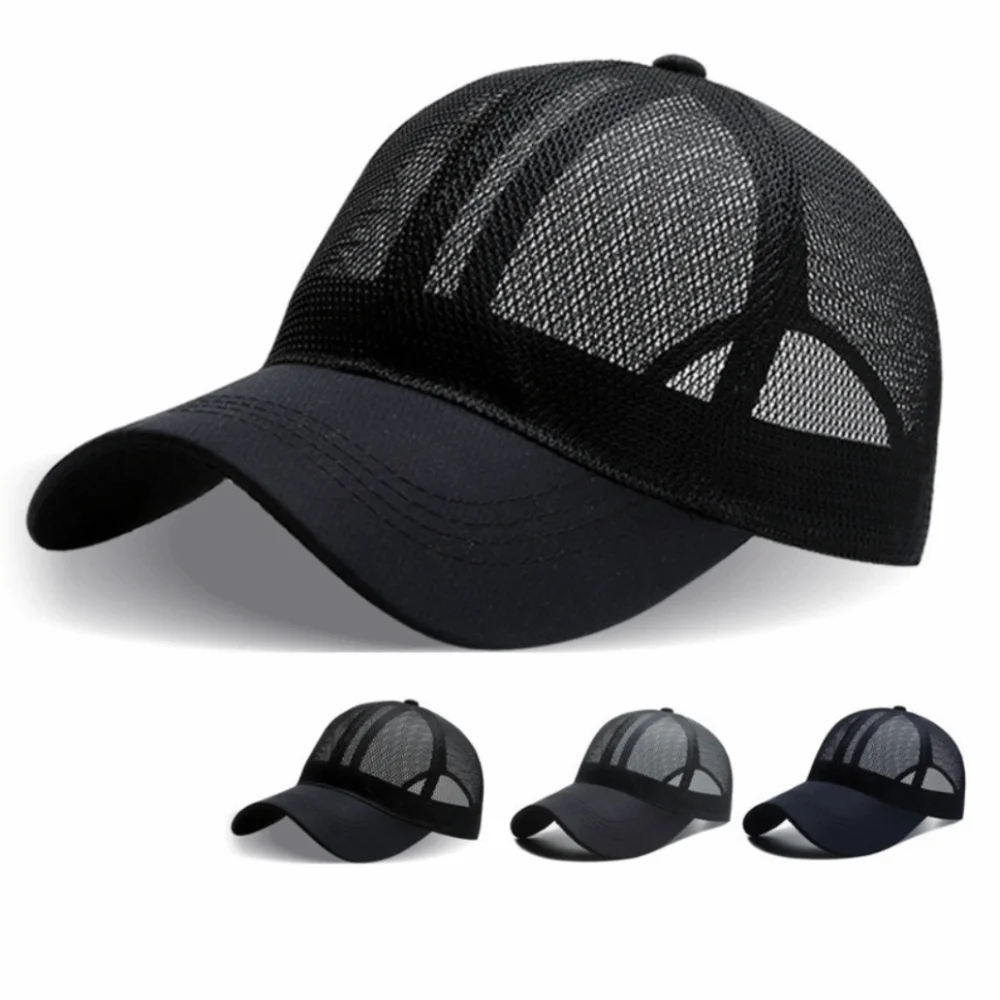 Adjustable Full Mesh Baseball Cap Openwork Sun Protection Quick Dry Baseball Cap Soild Color Polyester Hollow Out Baseball Cap