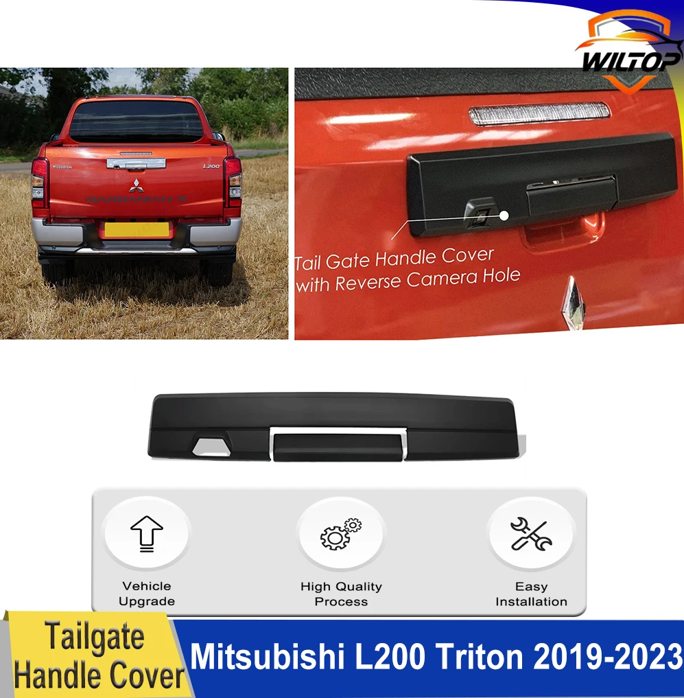 

Tailgate Handle Cover For Mitsubishi L200 Triton 2019-2023 Rear Gate Handle Matte Black Protector Cover Car Exterior Accessorie