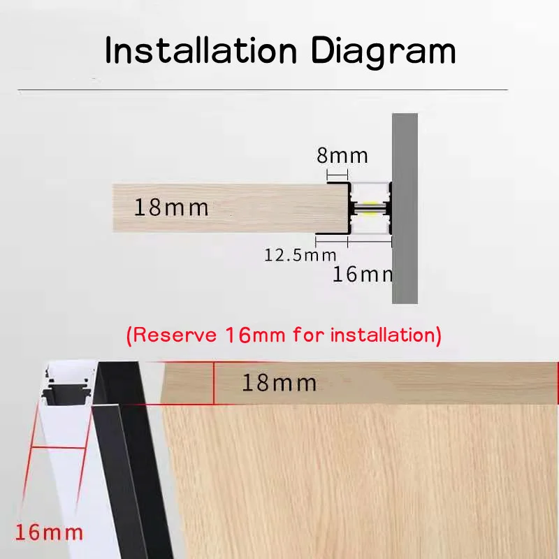 木製キャビネット用アルミニウムプロファイル18mm,両面,ハードバー用両面ライト,棚,家の窓の装飾,ランプ