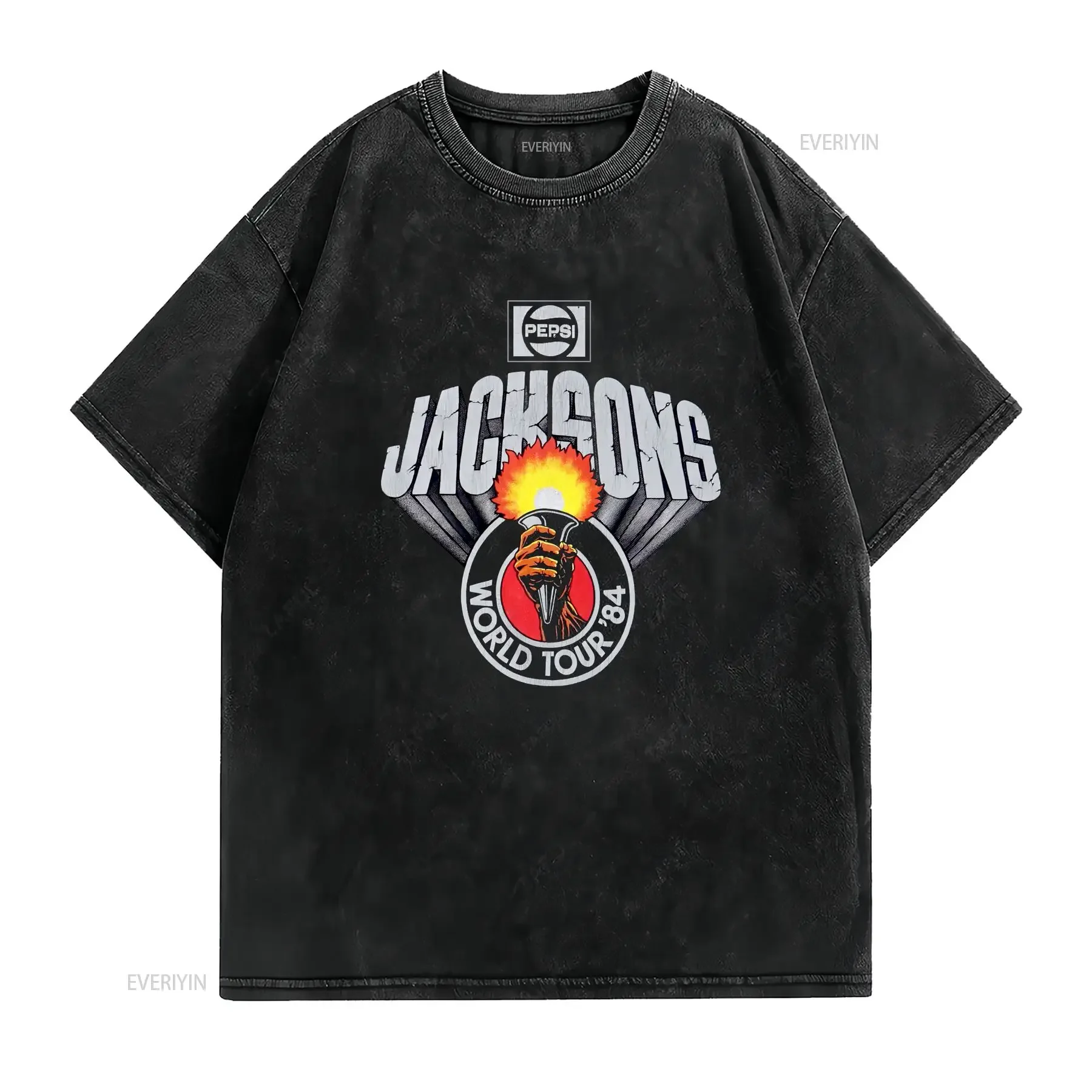 Vintage 80s JACKSONS World Tour 1984 T Shirt Concert Band Michael Tag size L vintage Washed Top For Everyday Wear Stretched