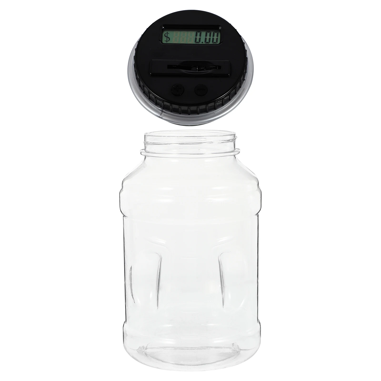 

1pc Transparent Digital Coin Bank Pvc Lcd Screen Coin Counter Bucket Style Savings Jar For Kids Adults Practical Piggy